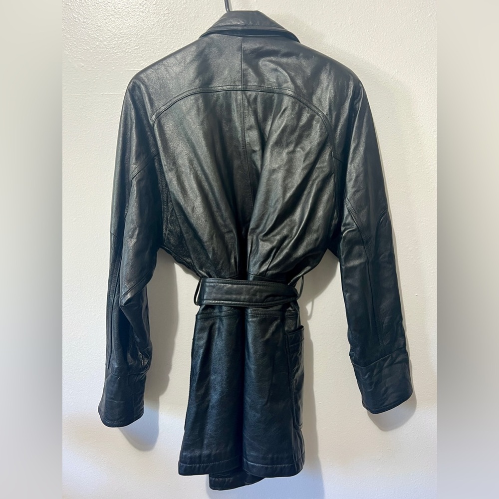Wilsons Leather Vintage Genuine Leather 90's Trench Coat - Small - Picture 5 of 14